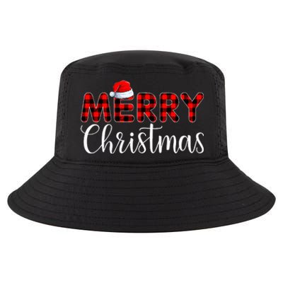 Merry xmas Buffalo Plaid Red Santa Hat Pajama  Cool Comfort Performance Bucket Hat