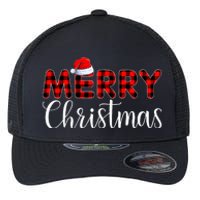 Merry xmas Buffalo Plaid Red Santa Hat Pajama  Flexfit Unipanel Trucker Cap