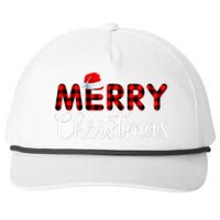 Merry xmas Buffalo Plaid Red Santa Hat Pajama  Snapback Five-Panel Rope Hat