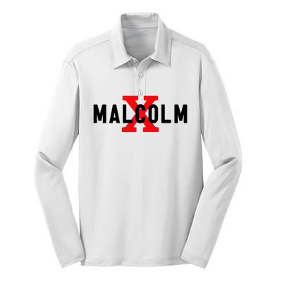 Malcolm X Civil Rights Movement America Usa Silk Touch Performance Long Sleeve Polo