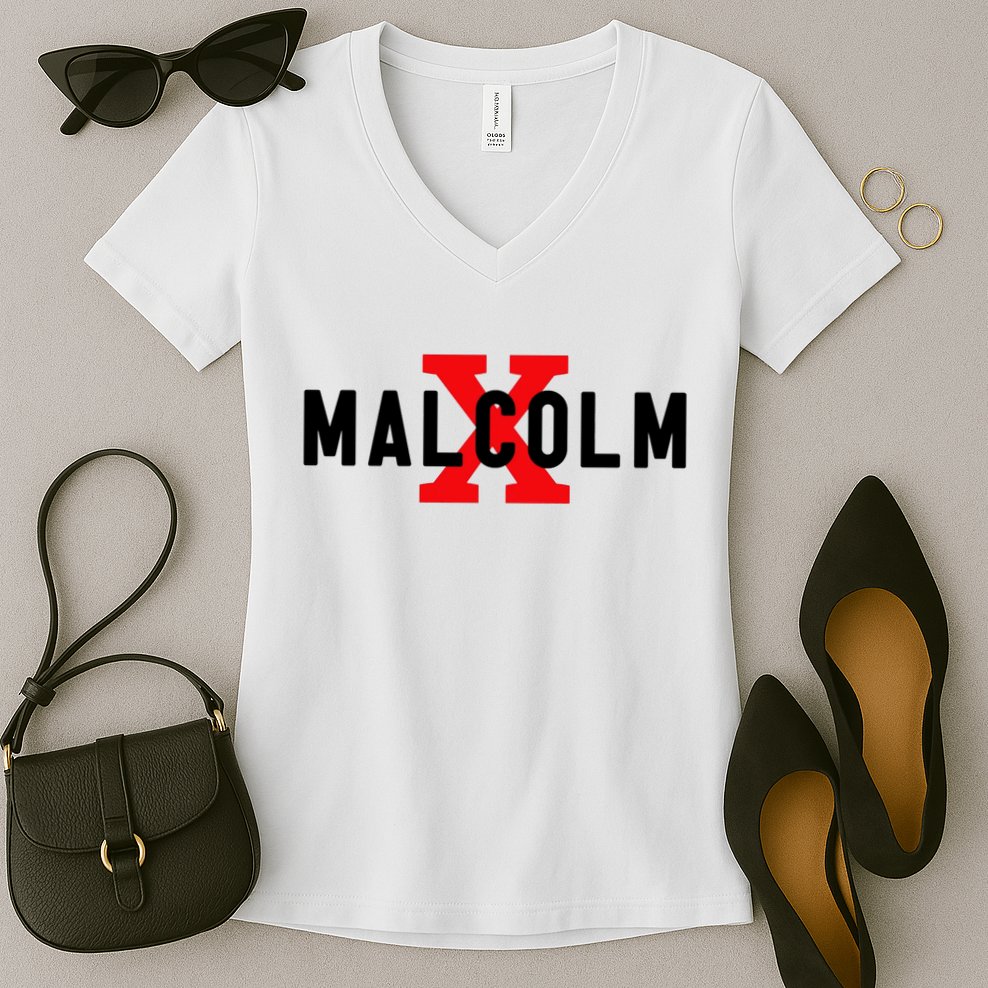 Malcolm X Civil Rights Movement America Usa Women's V-Neck T-Shirt