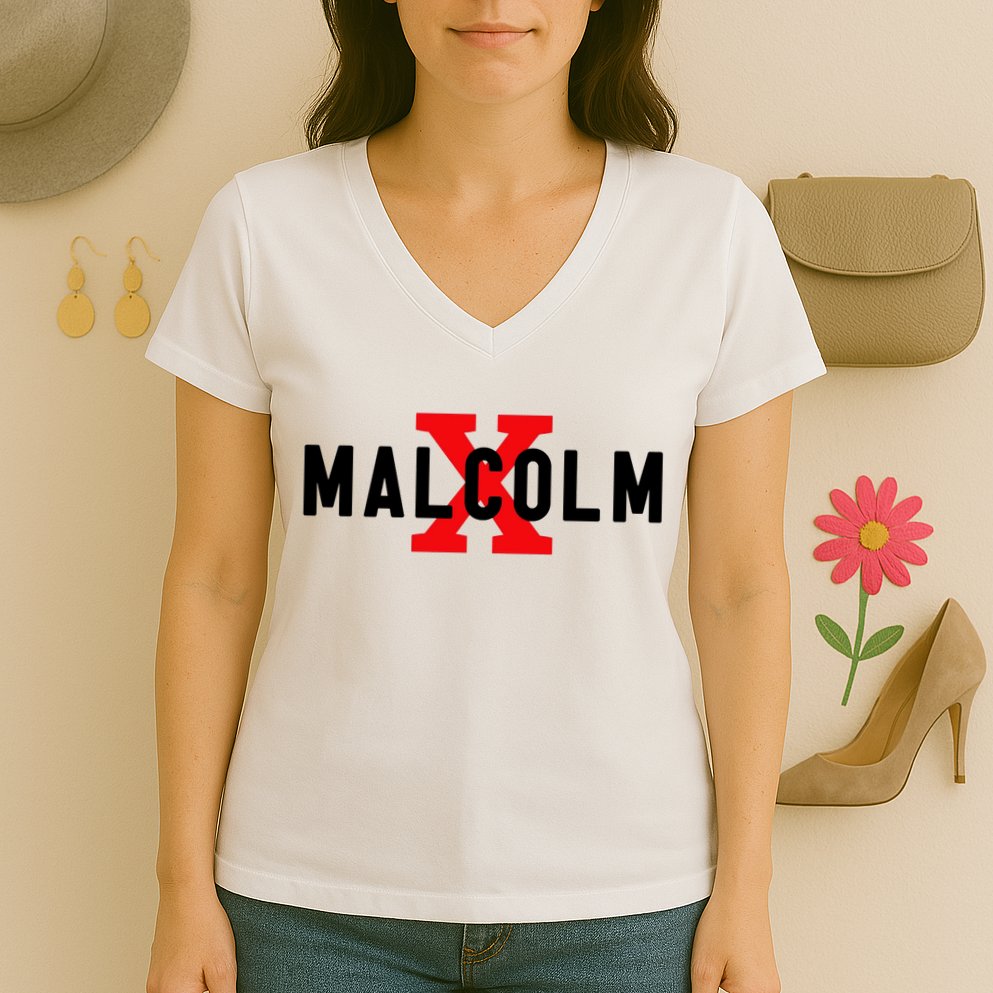Malcolm X Civil Rights Movement America Usa Women's V-Neck T-Shirt
