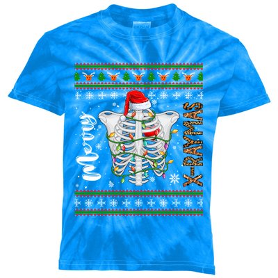 Merry XRaymas Christmas XRay Skeleton Costume Doctor Nurse Funny Gift Kids Tie-Dye T-Shirt