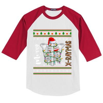 Merry XRaymas Christmas XRay Skeleton Costume Doctor Nurse Funny Gift Kids Colorblock Raglan Jersey