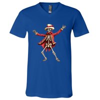 Merry Xmas Christmas Dancing Skeleton Santa Claus Gift V-Neck T-Shirt