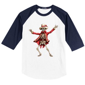 Merry Xmas Christmas Dancing Skeleton Santa Claus Gift Baseball Sleeve Shirt