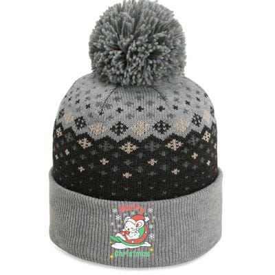 Merry Xmas Cute Mouse Winter Sleigh  The Baniff Cuffed Pom Beanie