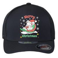 Merry Xmas Cute Mouse Winter Sleigh  Flexfit Unipanel Trucker Cap