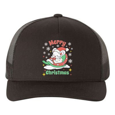 Merry Xmas Cute Mouse Winter Sleigh  Yupoong Adult 5-Panel Trucker Hat