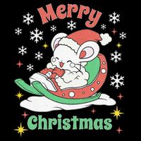 Merry Xmas Cute Mouse Winter Sleigh  Cooling Performance Crew T-Shirt