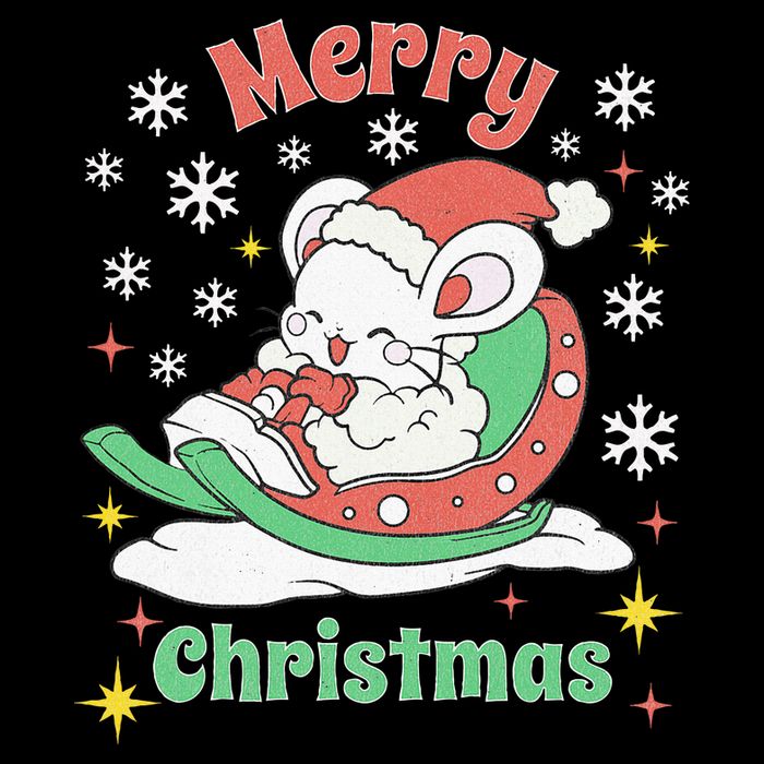 Merry Xmas Cute Mouse Winter Sleigh  Cooling Performance Crew T-Shirt