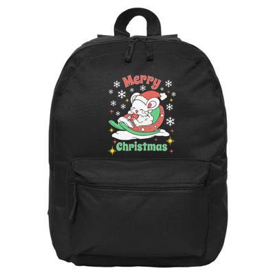 Merry Xmas Cute Mouse Winter Sleigh  16 in Basic Backpack