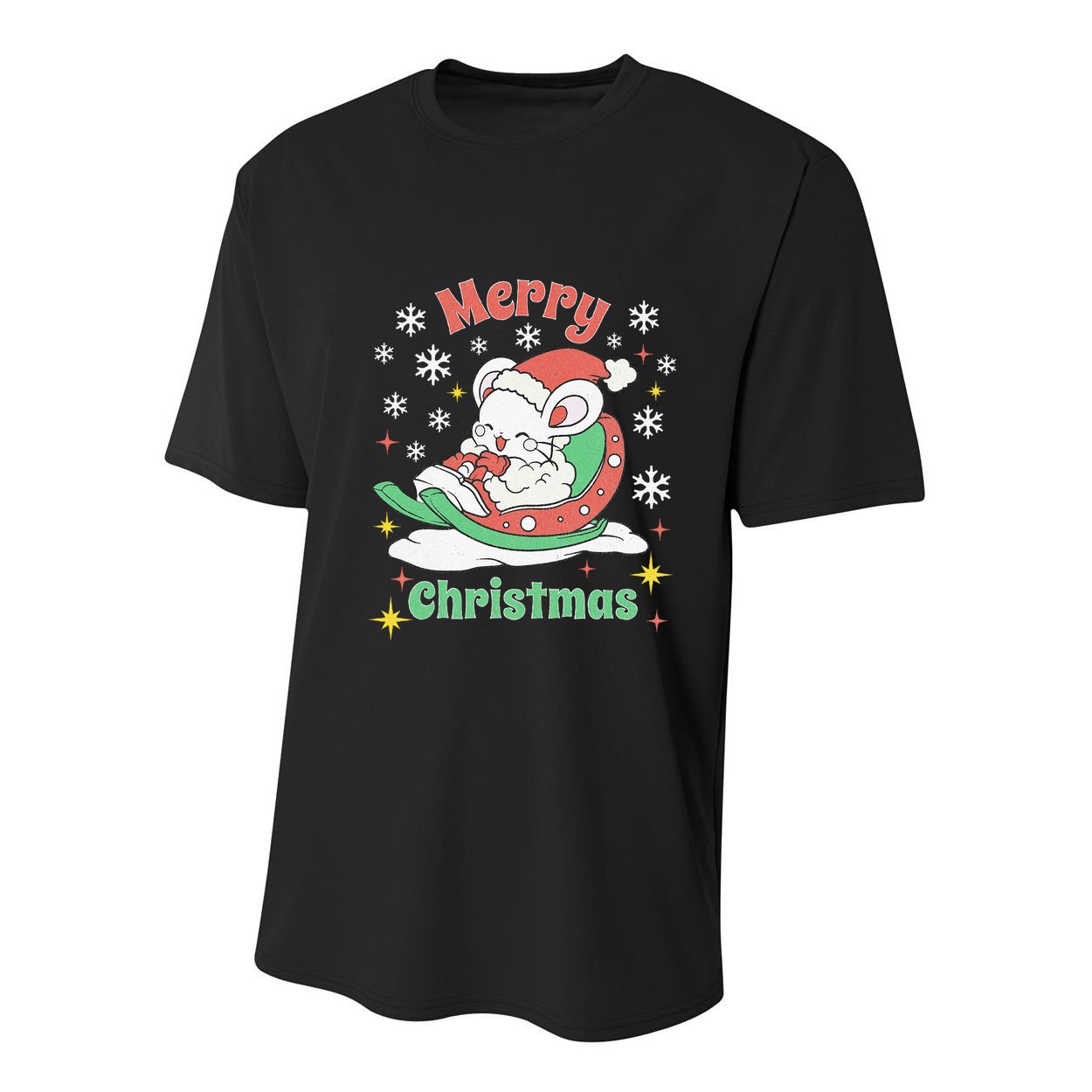 Merry Xmas Cute Mouse Winter Sleigh  Youth Performance Sprint T-Shirt