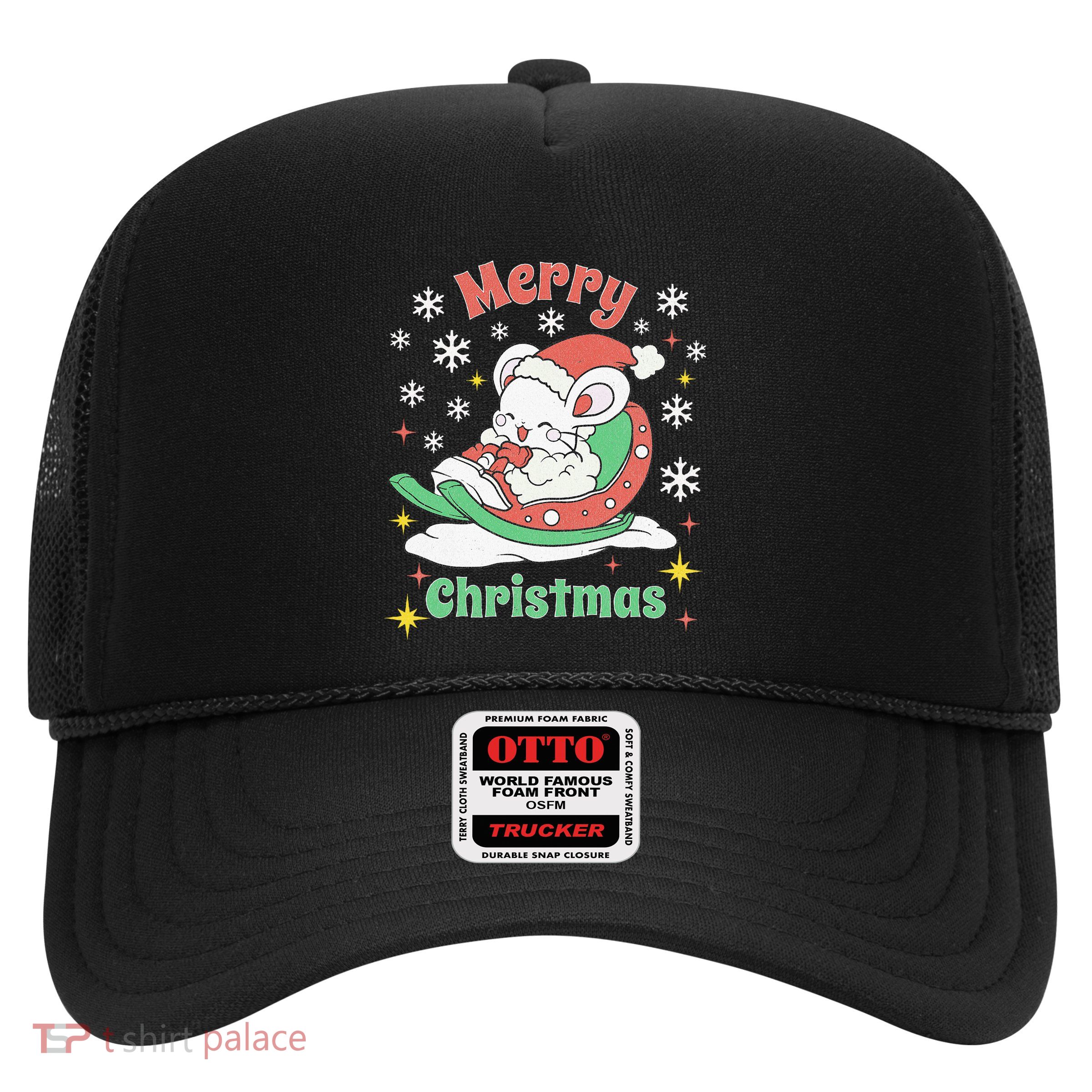 Merry Xmas Cute Mouse Winter Sleigh  Trucker Hat