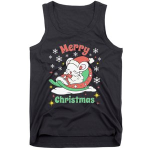 Merry Xmas Cute Mouse Winter Sleigh  Tank Top