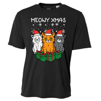 Meowy Xmas Christmas Cats Santa Cute Kitten Wo Girl Cooling Performance Crew T-Shirt