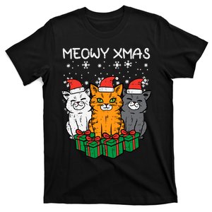 Meowy Xmas Christmas Cats Santa Cute Kitten Wo Girl T-Shirt