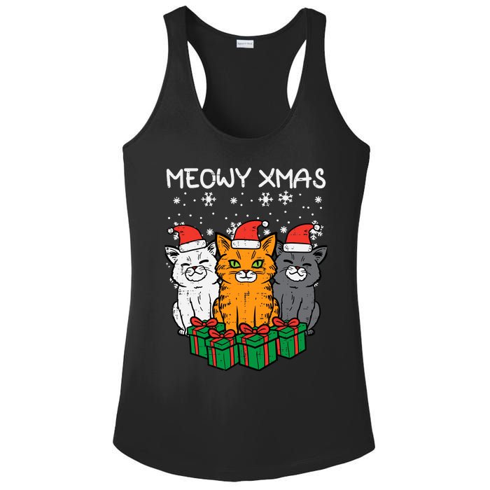 Meowy Xmas Christmas Cats Santa Cute Kitten Wo Girl Ladies PosiCharge Competitor Racerback Tank