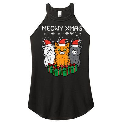 Meowy Xmas Christmas Cats Santa Cute Kitten Wo Girl Women’s Perfect Tri Rocker Tank