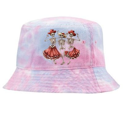 Merry Xmas Christmas Dancing Skeletons Santa Claus Meaningful Gift Tie-Dyed Bucket Hat