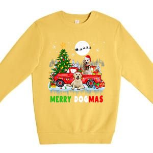 Merry Xmas Dog Santa Elf Labrador Retrievers On Pickup Truck Gift Premium Crewneck Sweatshirt