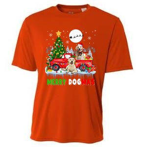 Merry Xmas Dog Santa Elf Labrador Retrievers On Pickup Truck Gift Cooling Performance Crew T-Shirt