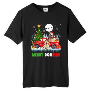 Merry Xmas Dog Santa Elf Labrador Retrievers On Pickup Truck Gift Tall Fusion ChromaSoft Performance T-Shirt