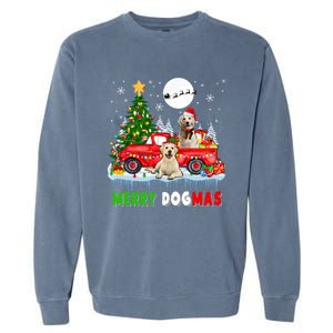 Merry Xmas Dog Santa Elf Labrador Retrievers On Pickup Truck Gift Garment-Dyed Sweatshirt