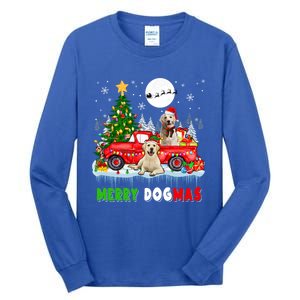 Merry Xmas Dog Santa Elf Labrador Retrievers On Pickup Truck Gift Tall Long Sleeve T-Shirt