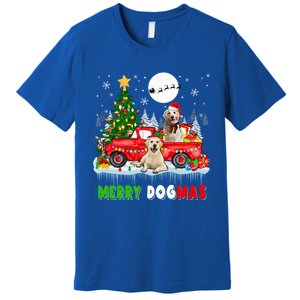 Merry Xmas Dog Santa Elf Labrador Retrievers On Pickup Truck Gift Premium T-Shirt