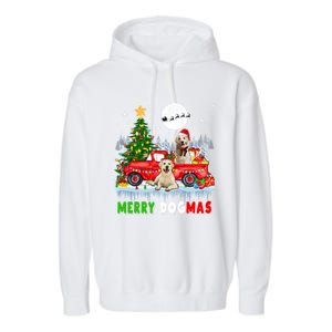 Merry Xmas Dog Santa Elf Labrador Retrievers On Pickup Truck Gift Garment-Dyed Fleece Hoodie