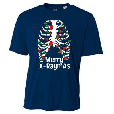 Merry Xraymas Funny Radiology Tech Present Cooling Performance Crew T-Shirt