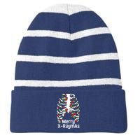 Merry Xraymas Funny Radiology Tech Present Striped Beanie with Solid Band