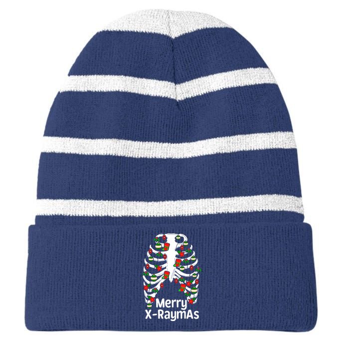 Merry Xraymas Funny Radiology Tech Present Striped Beanie with Solid Band