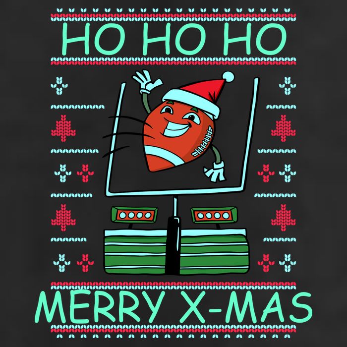 Merry XMas Football Ugly Christmas Sweater 7 Panel Mesh Trucker Snapback Hat