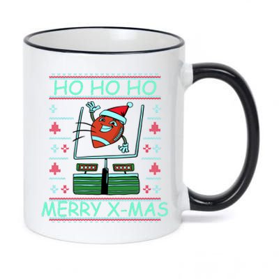 Merry XMas Football Ugly Christmas Sweater 11oz Black Color Changing Mug