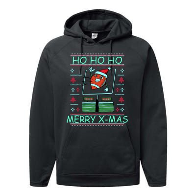 Merry XMas Football Ugly Christmas Sweater Performance Fleece Hoodie