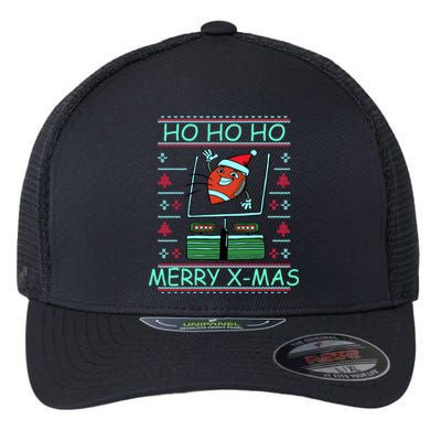 Merry XMas Football Ugly Christmas Sweater Flexfit Unipanel Trucker Cap