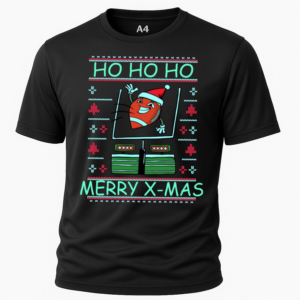 Merry XMas Football Ugly Christmas Sweater Cooling Performance Crew T-Shirt
