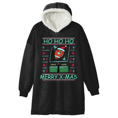 Merry XMas Football Ugly Christmas Sweater Hooded Wearable Blanket