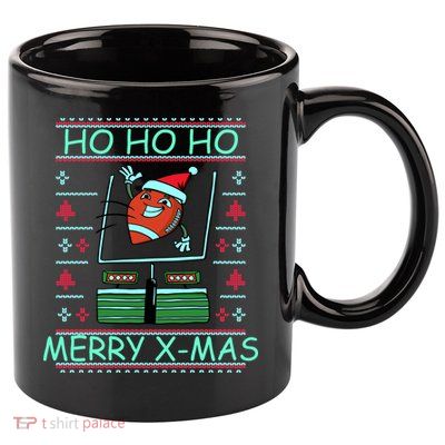 Merry XMas Football Ugly Christmas Sweater 11oz C Handle Ceramic Mug