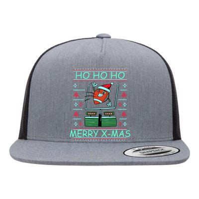 Merry XMas Football Ugly Christmas Sweater Flat Bill Trucker Hat