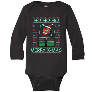 Merry XMas Football Ugly Christmas Sweater Baby Long Sleeve Bodysuit