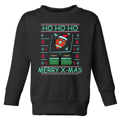 Merry XMas Football Ugly Christmas Sweater Toddler Sweatshirt