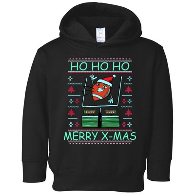 Merry XMas Football Ugly Christmas Sweater Toddler Hoodie