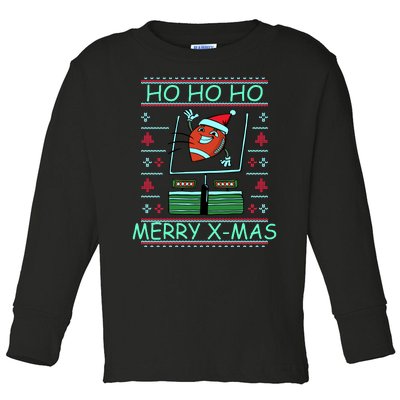 Merry XMas Football Ugly Christmas Sweater Toddler Long Sleeve Shirt