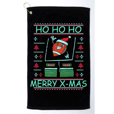 Merry XMas Football Ugly Christmas Sweater Golf Towel