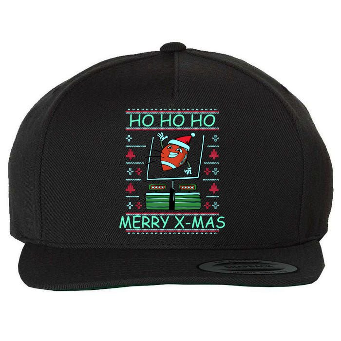 Merry XMas Football Ugly Christmas Sweater Wool Snapback Cap