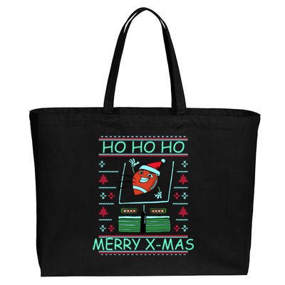 Merry XMas Football Ugly Christmas Sweater Cotton Canvas Jumbo Tote