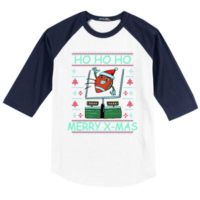 Merry XMas Football Ugly Christmas Sweater Baseball Sleeve Shirt